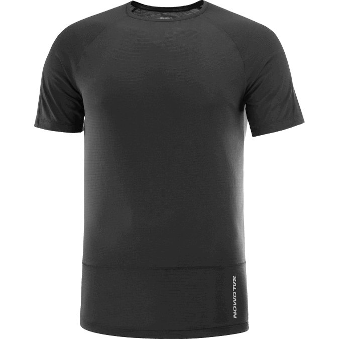 Men\'s Short Sleeve T-Shirt - Cross Run V42L238 Salomon Deep Black - Salomon Australia
