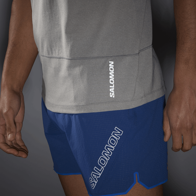 Men\'s Short Sleeve T-Shirt - Cross Run V42L239 Salomon Alloy/Heather - Salomon sneakers Australia