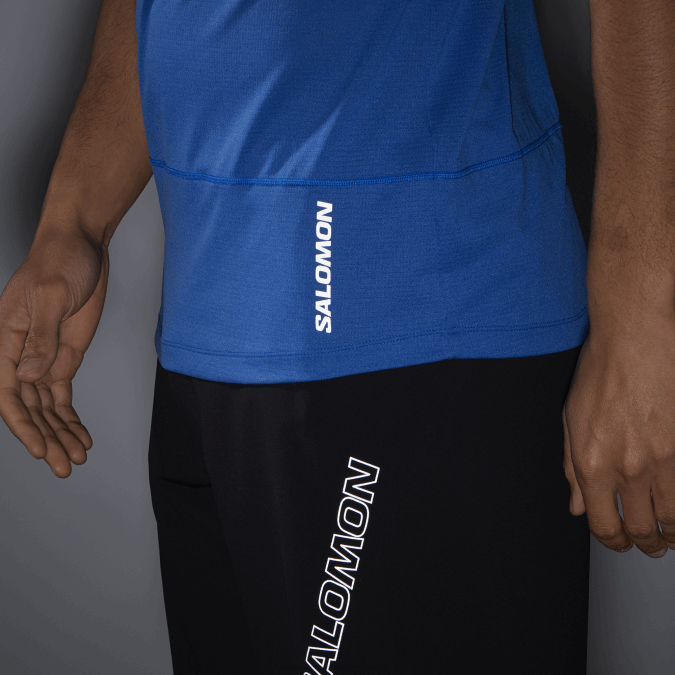 Men\'s Short Sleeve T-Shirt - Cross Run V42L240 Salomon Nautical Blue - Salomon shoes