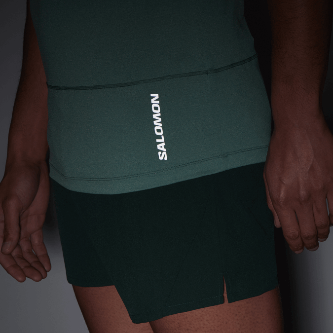 Men\'s Short Sleeve T-Shirt - Cross Run V42L241 Salomon Pacific/Heather - Salomon Australia