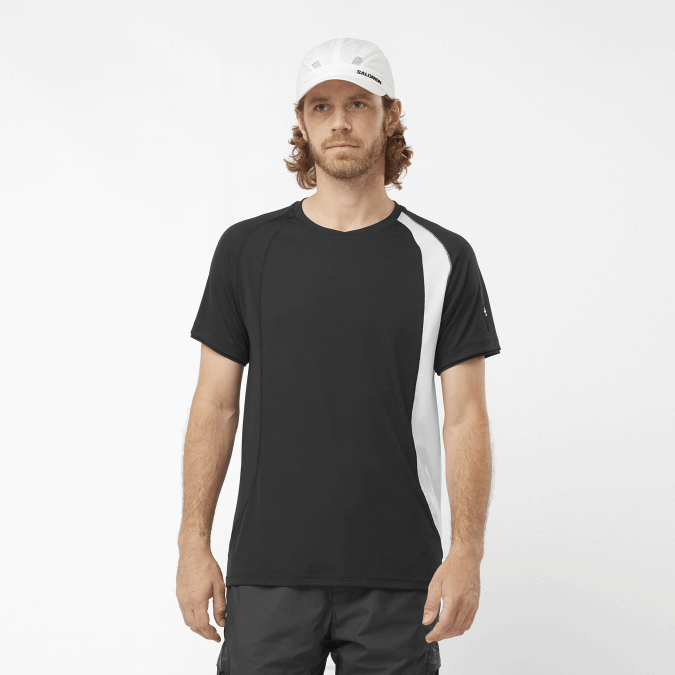 Men's Short Sleeve T-Shirt - Equipe V42L243 Salomon Deep Black/White - Salomon shoes