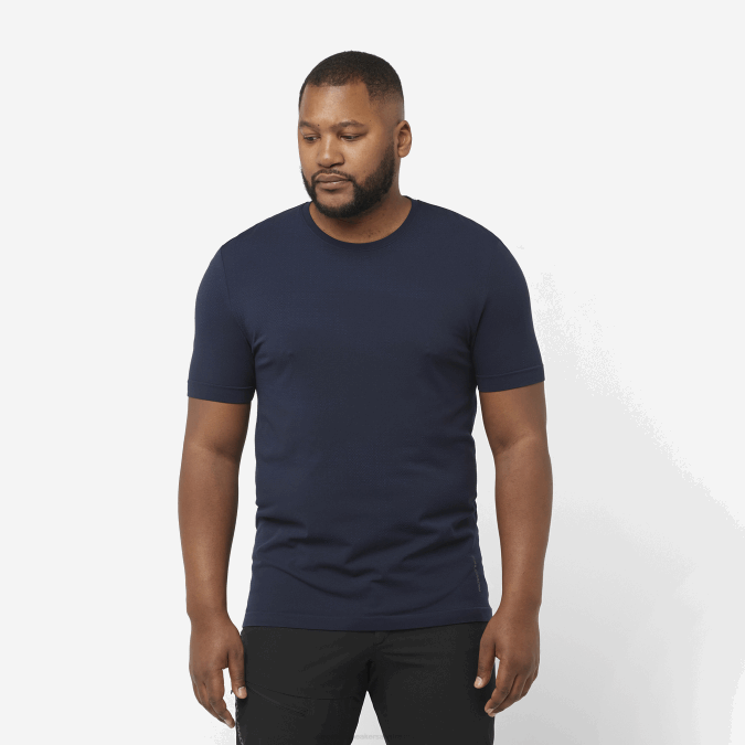 Men's Short Sleeve T-Shirt - Essential Seamless V42L244 Salomon Navy Iris/Night Sky - Salomon Australia