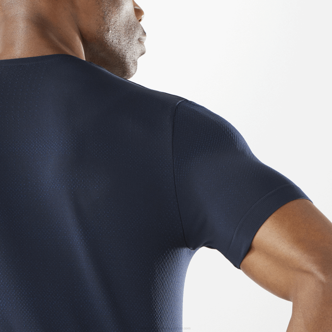 Men\'s Short Sleeve T-Shirt - Essential Seamless V42L244 Salomon Navy Iris/Night Sky - Salomon Australia