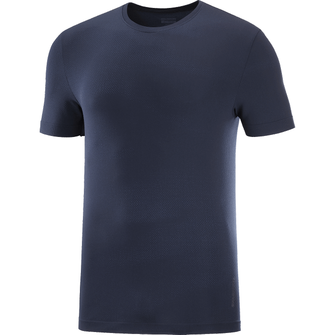 Men\'s Short Sleeve T-Shirt - Essential Seamless V42L244 Salomon Navy Iris/Night Sky - Salomon Australia