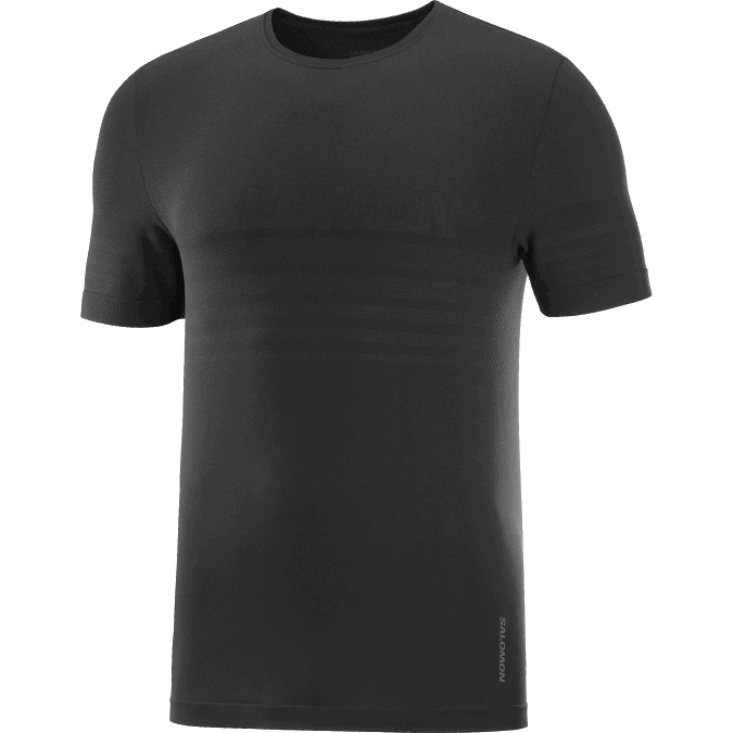 Men\'s Short Sleeve T-Shirt - Essential Seamless V42L245 Salomon Deep Black - Salomon sneakers Australia