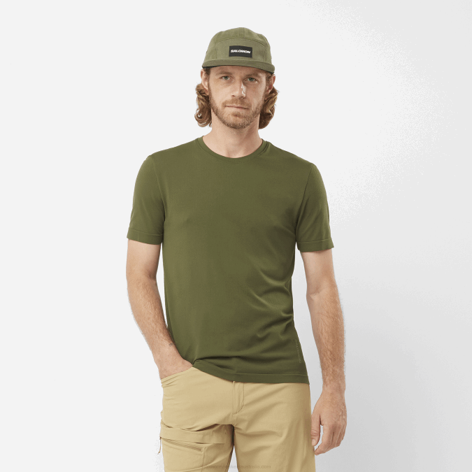 Men's Short Sleeve T-Shirt - Essential Seamless V42L246 Salomon Grape Leaf/Forest Night - Salomon shoes