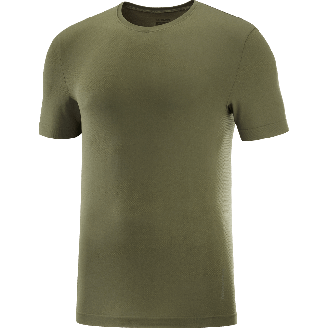 Men\'s Short Sleeve T-Shirt - Essential Seamless V42L246 Salomon Grape Leaf/Forest Night - Salomon shoes