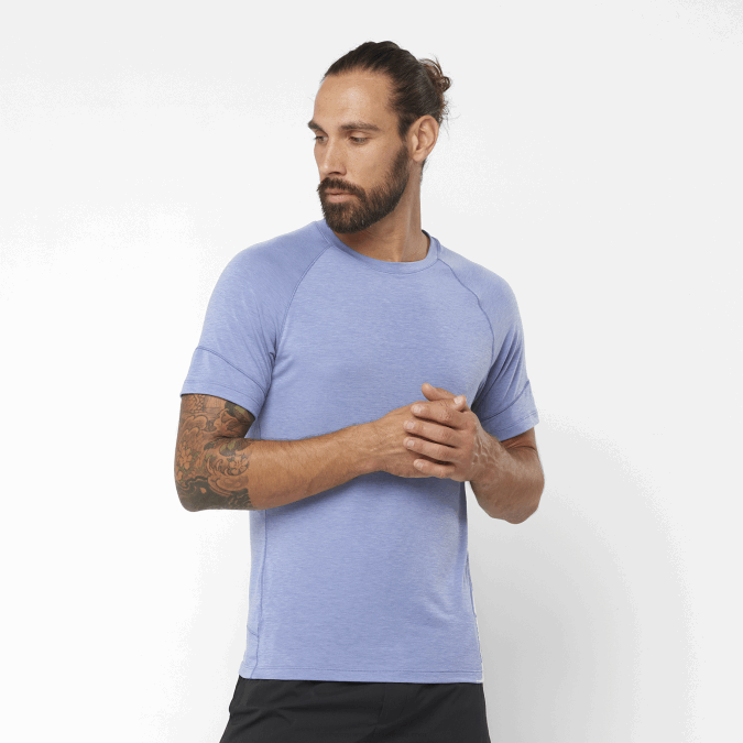 Men's Short Sleeve T-Shirt - Runlife V42L1198 Salomon English Manor/Heather - Salomon sneakers Australia