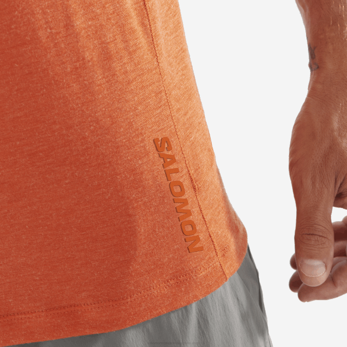 Men\'s Short Sleeve T-Shirt - Runlife V42L1199 Salomon Burnt Ochre/Heather - Salomon shoes
