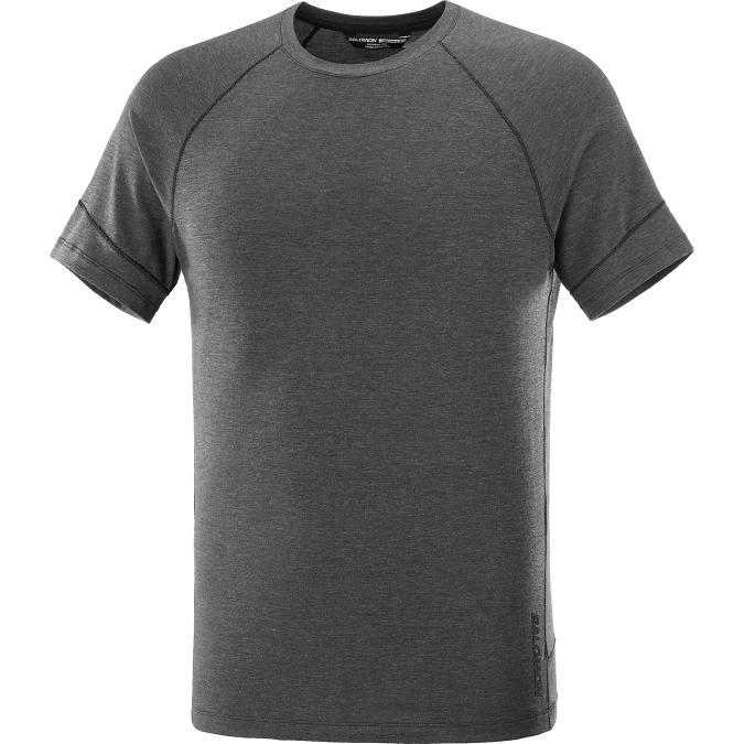 Men\'s Short Sleeve T-Shirt - Runlife V42L1200 Salomon Deep Black/Heather - Salomon Australia