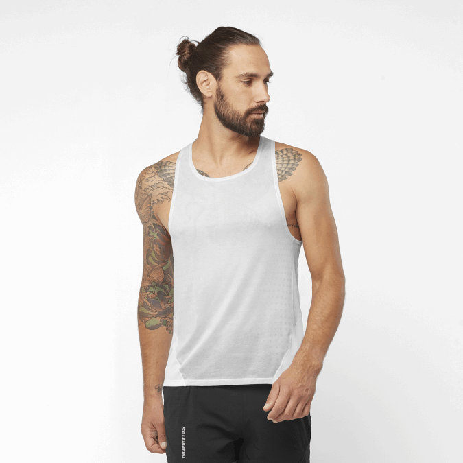 Men's Tank - Sense Aero V42L1194 Salomon White/Oyster Mushroom - Salomon Australia