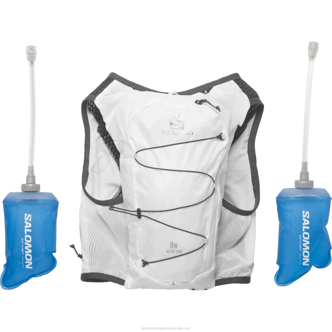 Women\'s Running Vest with flasks included - Active Skin 8 V42L982 Salomon White/Ebony - Salomon sneakers Australia