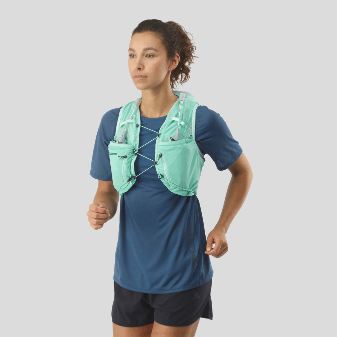 Women's Running Vest with flasks included - Adv Skin 12 V42L965 Salomon Beach Glass/Ebony/Pool Blue - Salomon sneakers Australia