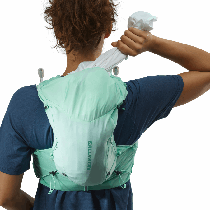 Women\'s Running Vest with flasks included - Adv Skin 12 V42L965 Salomon Beach Glass/Ebony/Pool Blue - Salomon sneakers Australia