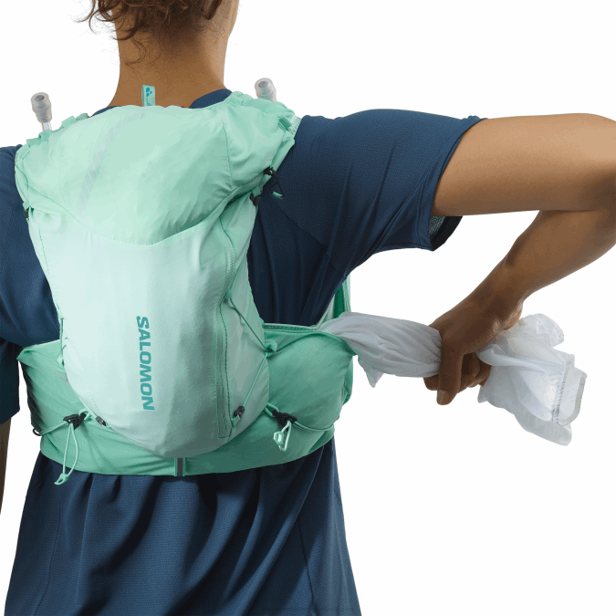 Women\'s Running Vest with flasks included - Adv Skin 12 V42L965 Salomon Beach Glass/Ebony/Pool Blue - Salomon sneakers Australia