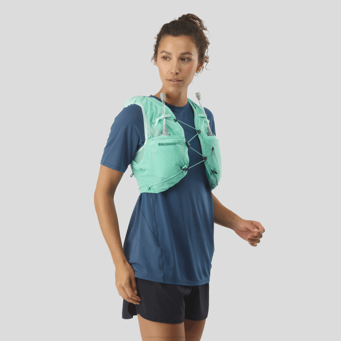 Women's Running Vest with flasks included - Adv Skin 5 V42L970 Salomon Beach Glass/Ebony/Pool Blue - Salomon Australia
