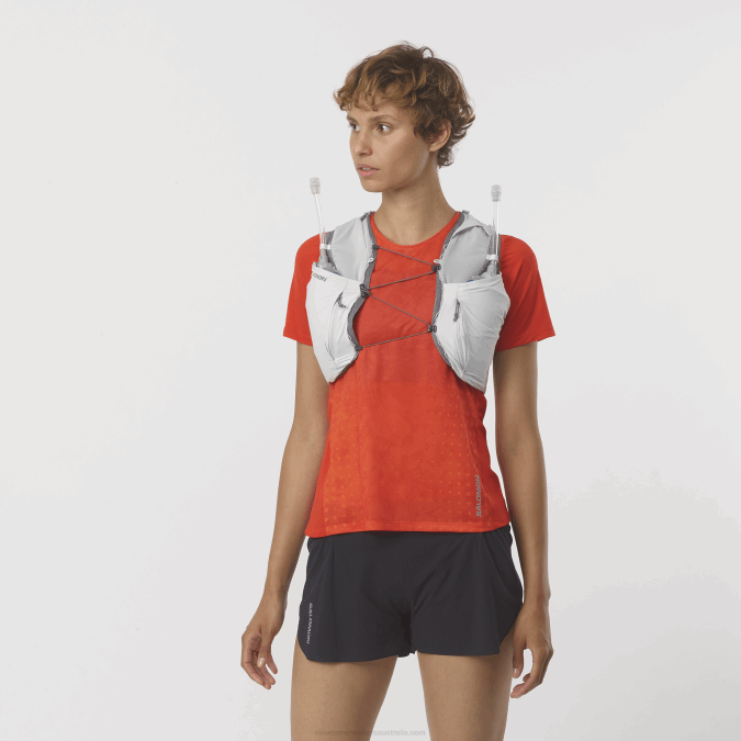 Women's Running Vest with flasks included - Sense Pro 10 V42L980 Salomon Oyster Mushroom/Quiet Shade Translucent - Salomon Australia