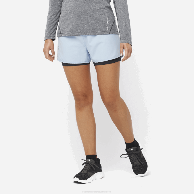 Women's Shorts - Cross 2In1 V42L953 Salomon Chambray Blue - Salomon Australia