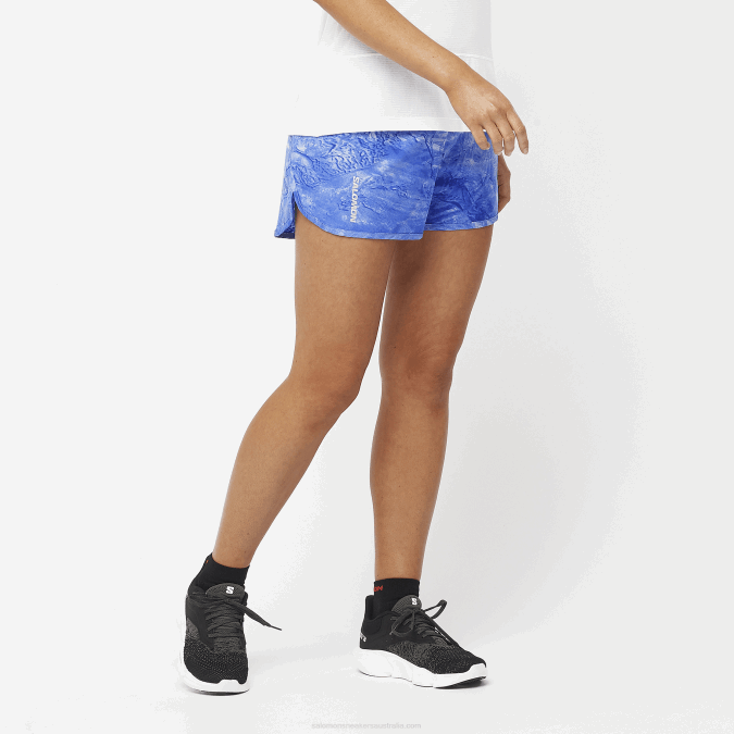 Women's Shorts - Cross 3 V42L1189 Salomon Chambray Blue/Surf The Web/Ao - Salomon shoes