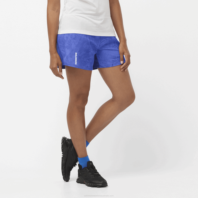 Women's Shorts - Cross 5 V42L1179 Salomon Chambray Blue/Ao/Surf The Web - Salomon sneakers Australia