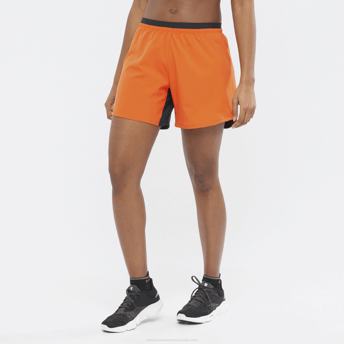 Women's Shorts - Cross 5 V42L1183 Salomon Shocking Orange/Deep Black/Capsule - Salomon sneakers Australia