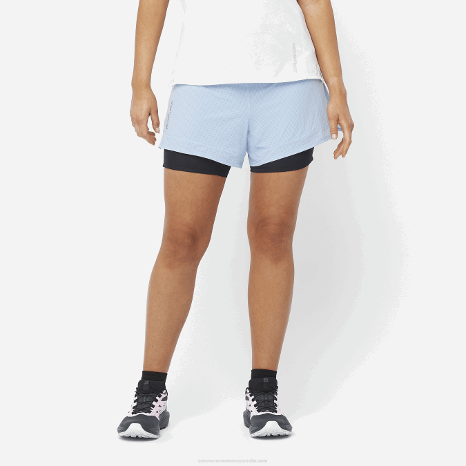Women's Shorts - Sense Aero 2In1 V42L951 Salomon Chambray Blue/Deep Black - Salomon sneakers Australia