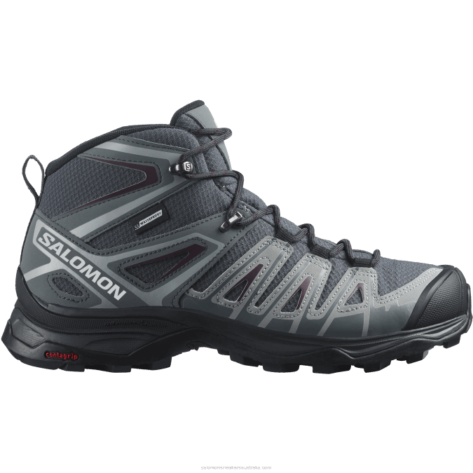 Women's Hiking Boots - X Ultra Pioneer Mid Clima Waterproof V42L1277 Salomon Ebony/Stormy Weather/Wine Tasting - Salomon Australia