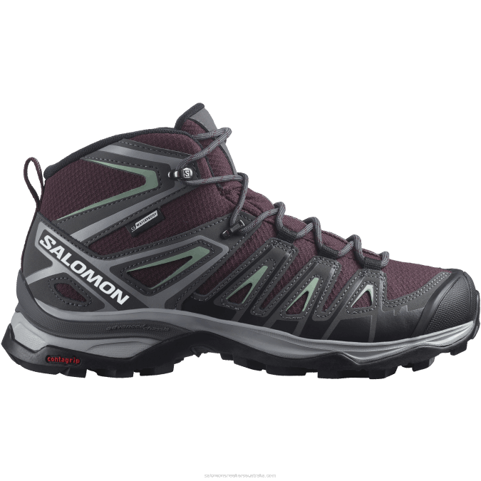 Women's Hiking Boots - X Ultra Pioneer Mid Clima Waterproof V42L1278 Salomon Wine Tasting/Magnet/Granite Green - Salomon sneakers Australia