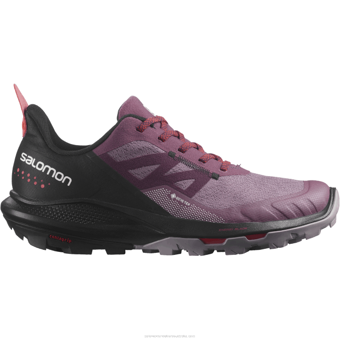 Women's Hiking Shoes - Outpulse Gore-Tex V42L1122 Salomon Tulipwood/Black/Poppy Red - Salomon sneakers Australia