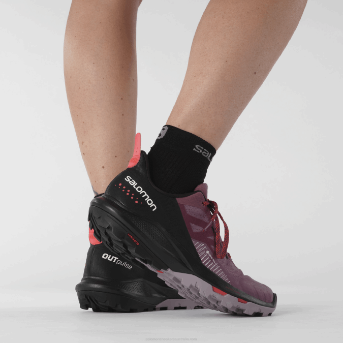 Women\'s Hiking Shoes - Outpulse Gore-Tex V42L1122 Salomon Tulipwood/Black/Poppy Red - Salomon sneakers Australia