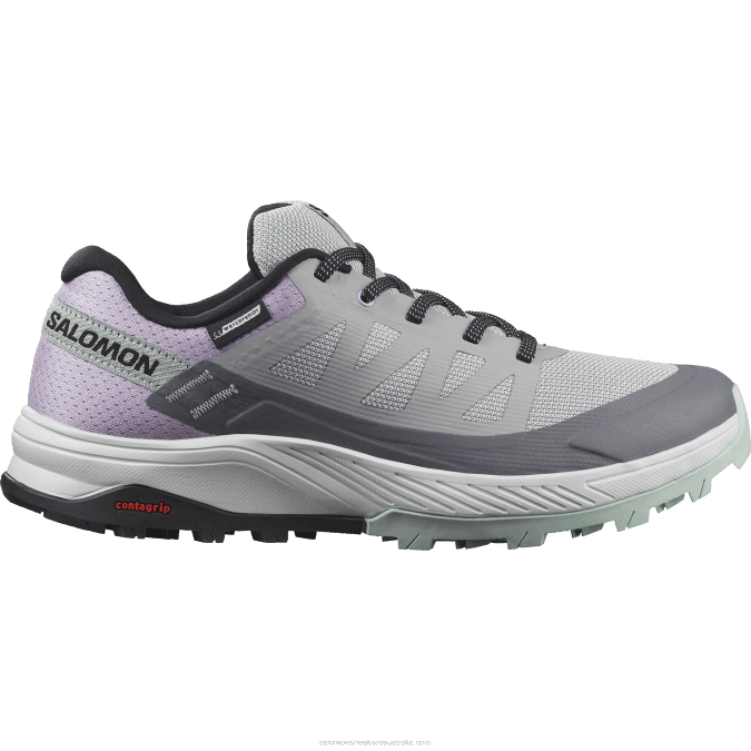 Women's Hiking Shoes - Outrise Clima Waterproof V42L1145 Salomon Quarry/Orchid Bloom/Yucca - Salomon Australia