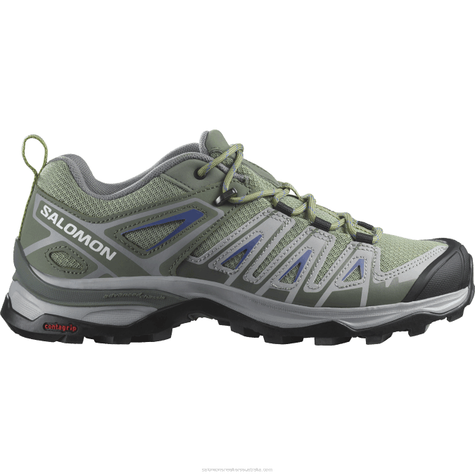 Women's Hiking Shoes - X Ultra Pioneer Aero V42L1121 Salomon Oil Green/Castor Gray/Amparo Blue - Salomon Australia