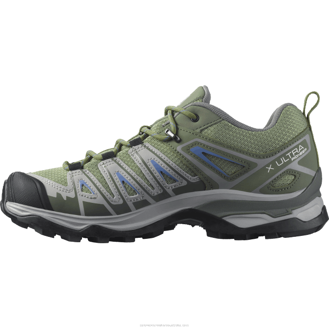 Women\'s Hiking Shoes - X Ultra Pioneer Aero V42L1121 Salomon Oil Green/Castor Gray/Amparo Blue - Salomon Australia