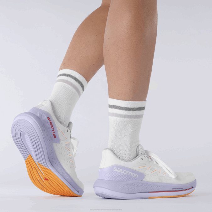 Women\'s Running Shoes - Spectur V42L747 Salomon White/Purple Heather/Blazing Orange - Salomon Australia