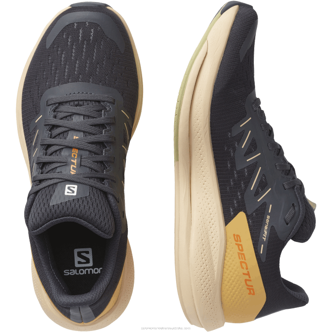 Women\'s Running Shoes - Spectur V42L749 Salomon Ebony/Almond Cream/Leek Green - Salomon shoes