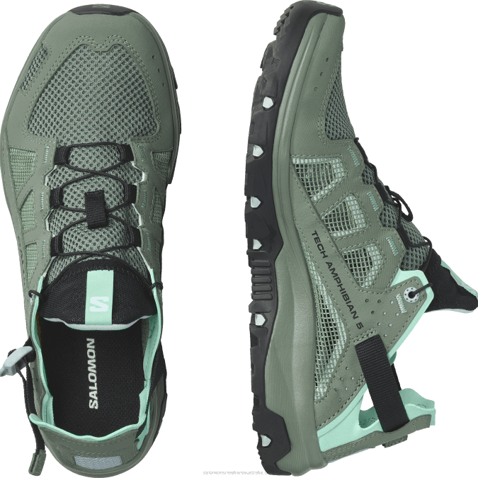 Women\'s Water Shoes - Techamphibian 5 V42L787 Salomon Laurel Wreath/Arctic Ice/Marine Blue - Salomon shoes