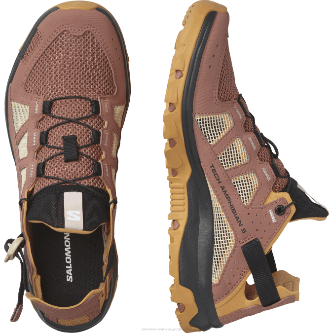 Women\'s Water Shoes - Techamphibian 5 V42L789 Salomon Cedar Wood/Buckskin/Rose Cloud - Salomon sneakers Australia