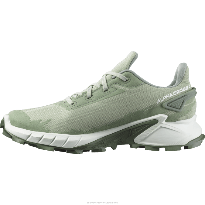 Women\'s Running Shoes - Alphacross 4 Gore-Tex V42L1531 Salomon Desert Sage/White/Laurel Wreath - Salomon sneakers Australia