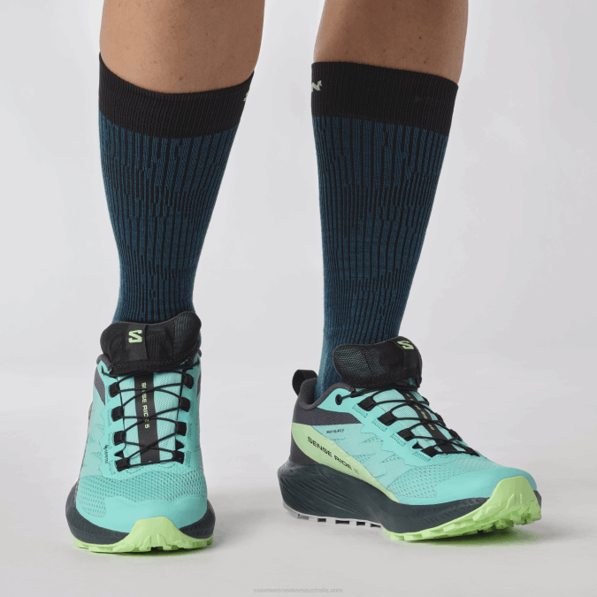 Women\'s Trail Running Shoes - Sense Ride 5 Gore-Tex V42L1528 Salomon Blue Radiance/Green Ash/India Ink - Salomon sneakers Australia