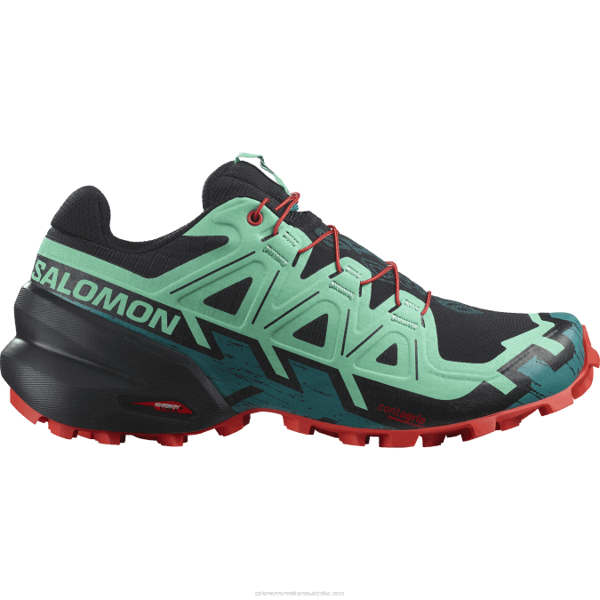 Women's Trail Running Shoes - Speedcross 6 V42L1503 Salomon Black/Biscay Green/Fiery Red - Salomon Australia