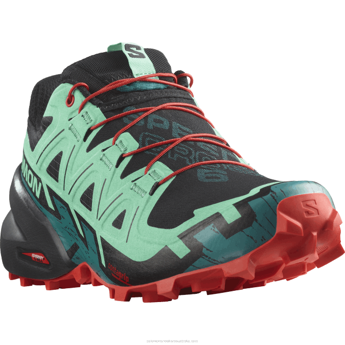 Women\'s Trail Running Shoes - Speedcross 6 V42L1503 Salomon Black/Biscay Green/Fiery Red - Salomon Australia