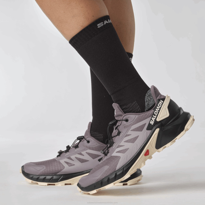 Women\'s Trail Running Shoes - Supercross 4 V42L1545 Salomon Moonscape/Black/Tender Peach - Salomon Australia