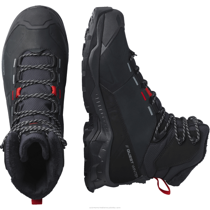 Women\'s Winter Boots - Quest Winter Thinsulate Clima Waterproof V42L785 Salomon Black/Goji Berry/Monument - Salomon Australia