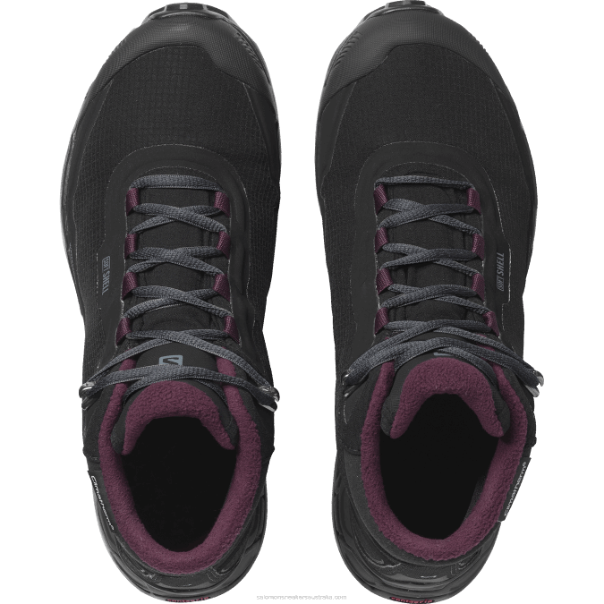 Women\'s Winter Boots - Shelter Clima Waterproof V42L782 Salomon Black/Ebony/Wine Tasting - Salomon Australia