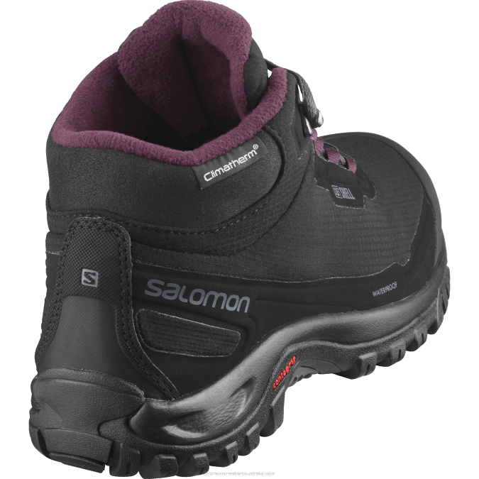 Women\'s Winter Boots - Shelter Clima Waterproof V42L782 Salomon Black/Ebony/Wine Tasting - Salomon Australia
