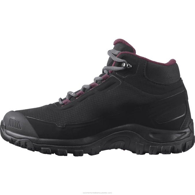 Women\'s Winter Boots - Shelter Clima Waterproof V42L782 Salomon Black/Ebony/Wine Tasting - Salomon Australia