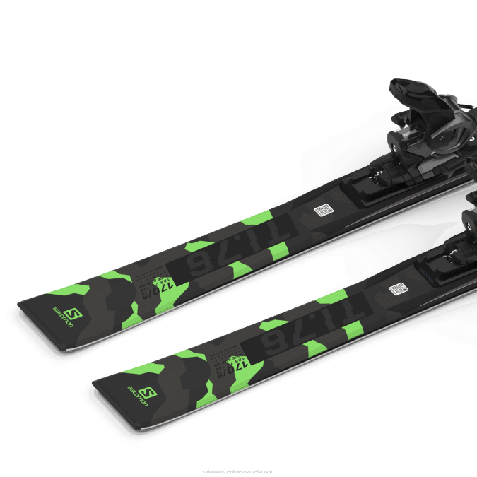 Women\'s On-Piste Ski Package - S/Force Ti.76 (And Z12) V42L1024 Salomon Black/Pastel Neon Green 1/Castelrock - Salomon Australia