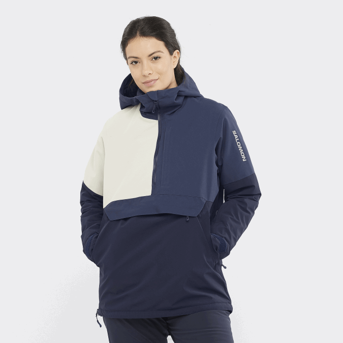 Women's Insulated Anorak - No Drama V42L858 Salomon Night Sky/Mood Indigo/Plaza Taupe - Salomon sneakers Australia