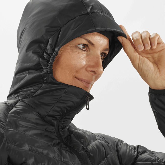 Women\'s Insulated Jacket Hoodie - Outline Primaloft V42L835 Salomon Deep Black - Salomon sneakers Australia