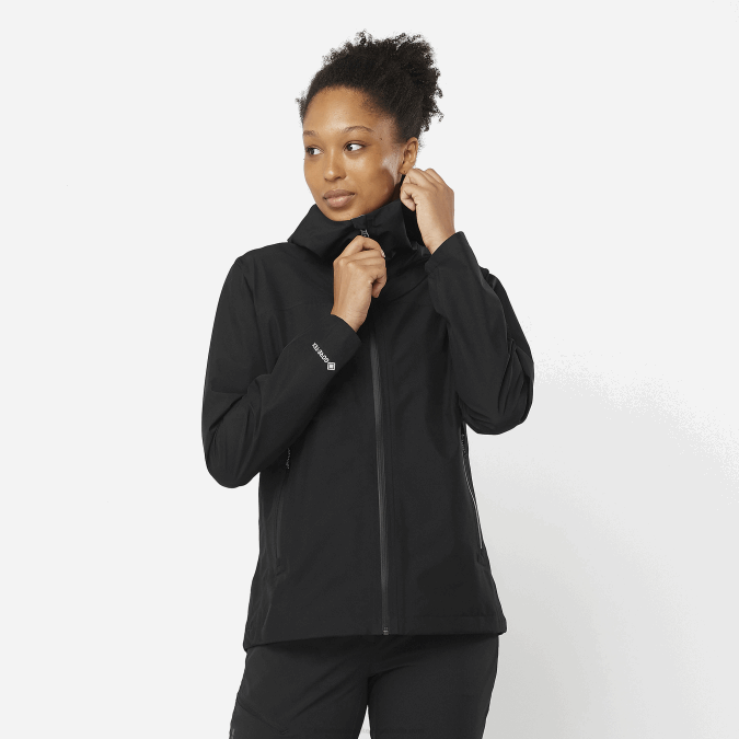 Women's Shell Jacket - Outline Gore-Tex 2.5L V42L845 Salomon Deep Black - Salomon Australia